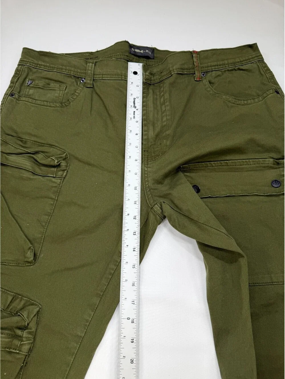 Preme Men's Jeans Straight Mid Rise Denim Cargo Pocket Solid Size 40 Green